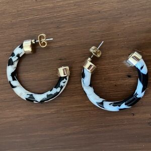 Black and White enamel Hoop Earrings
